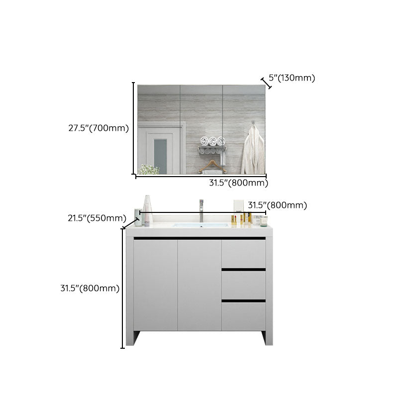 Modern White Wood Sink Vanity Faucet Included with Mirror for Bathroom Clearhalo 'Bathroom Remodel & Bathroom Fixtures' 'Bathroom Vanities' 'bathroom_vanities' 'Home Improvement' 'home_improvement' 'home_improvement_bathroom_vanities' 7712296