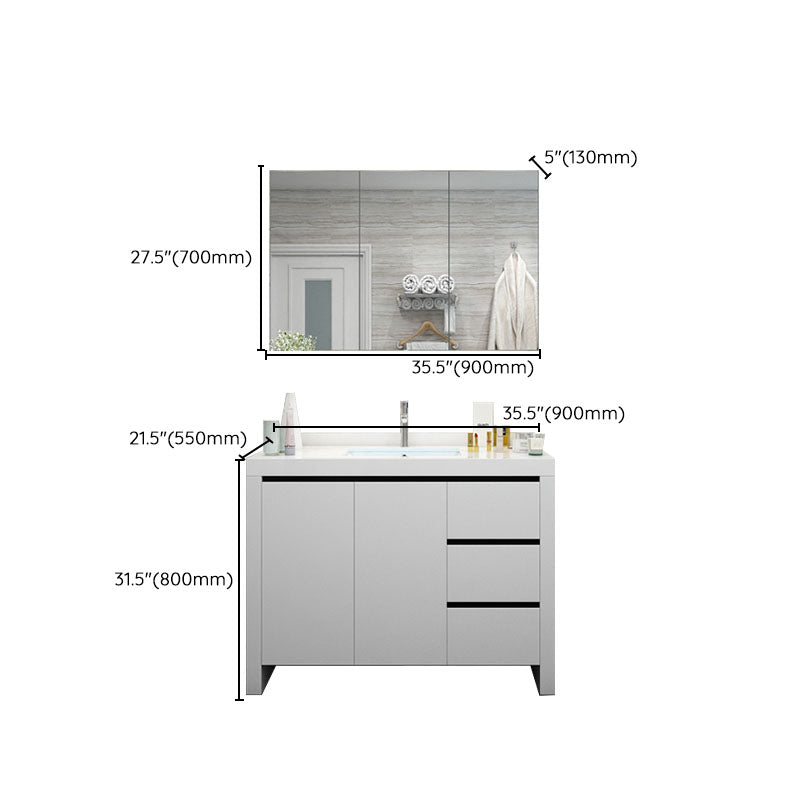 Modern White Wood Sink Vanity Faucet Included with Mirror for Bathroom Clearhalo 'Bathroom Remodel & Bathroom Fixtures' 'Bathroom Vanities' 'bathroom_vanities' 'Home Improvement' 'home_improvement' 'home_improvement_bathroom_vanities' 7712297