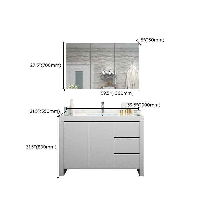 Modern White Wood Sink Vanity Faucet Included with Mirror for Bathroom Clearhalo 'Bathroom Remodel & Bathroom Fixtures' 'Bathroom Vanities' 'bathroom_vanities' 'Home Improvement' 'home_improvement' 'home_improvement_bathroom_vanities' 7712298