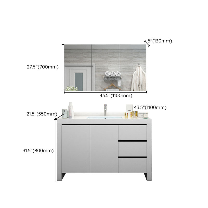 Modern White Wood Sink Vanity Faucet Included with Mirror for Bathroom Clearhalo 'Bathroom Remodel & Bathroom Fixtures' 'Bathroom Vanities' 'bathroom_vanities' 'Home Improvement' 'home_improvement' 'home_improvement_bathroom_vanities' 7712299