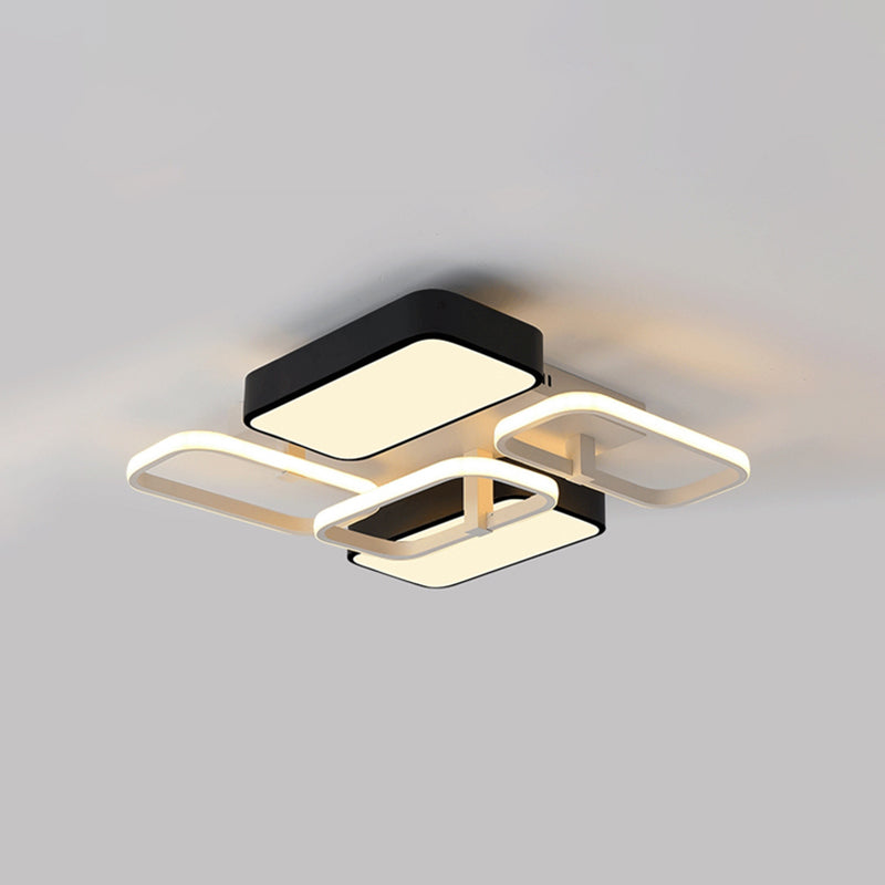 Black Rectangular Flush Ceiling Light Contemporary 23"/25.5" Wide LED Acrylic Ceiling Lighting for Living Room Clearhalo 'Ceiling Lights' 'Close To Ceiling Lights' 'Close to ceiling' 'Flush mount' Lighting' 771230