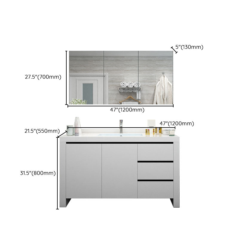 Modern White Wood Sink Vanity Faucet Included with Mirror for Bathroom Clearhalo 'Bathroom Remodel & Bathroom Fixtures' 'Bathroom Vanities' 'bathroom_vanities' 'Home Improvement' 'home_improvement' 'home_improvement_bathroom_vanities' 7712300