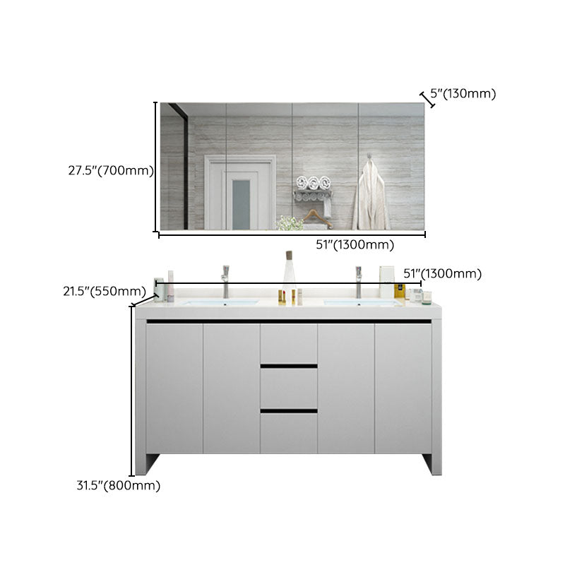 Modern White Wood Sink Vanity Faucet Included with Mirror for Bathroom Clearhalo 'Bathroom Remodel & Bathroom Fixtures' 'Bathroom Vanities' 'bathroom_vanities' 'Home Improvement' 'home_improvement' 'home_improvement_bathroom_vanities' 7712301