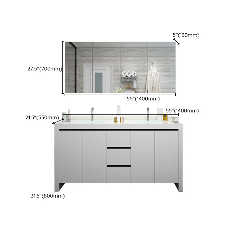 Modern White Wood Sink Vanity Faucet Included with Mirror for Bathroom Clearhalo 'Bathroom Remodel & Bathroom Fixtures' 'Bathroom Vanities' 'bathroom_vanities' 'Home Improvement' 'home_improvement' 'home_improvement_bathroom_vanities' 7712302