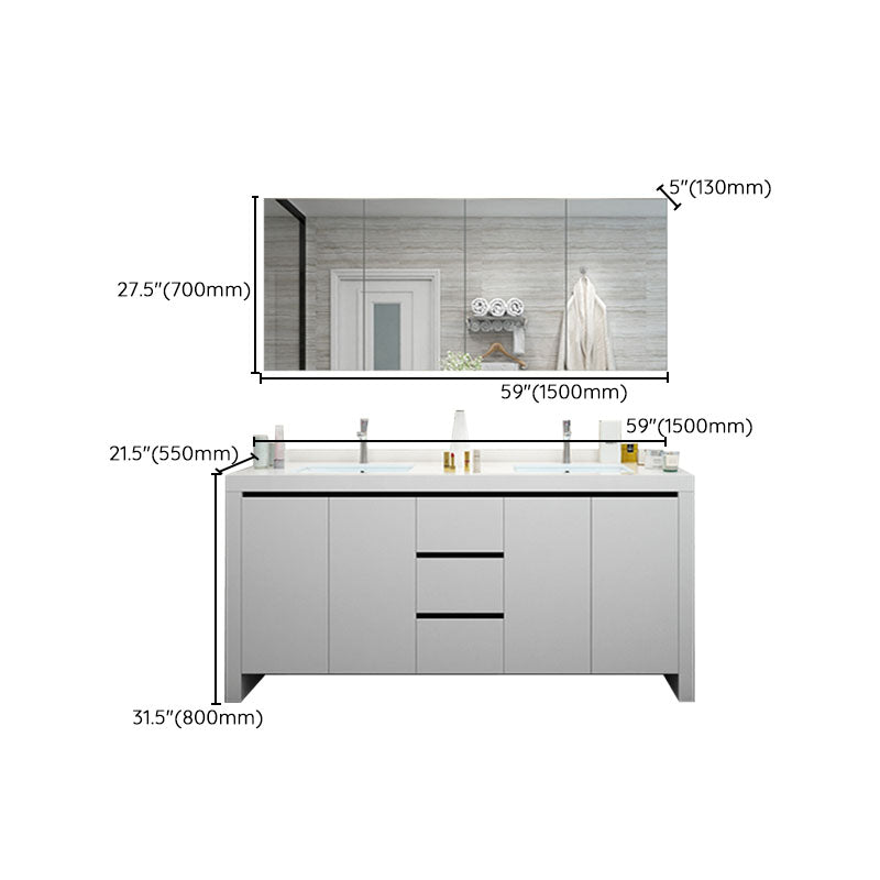 Modern White Wood Sink Vanity Faucet Included with Mirror for Bathroom Clearhalo 'Bathroom Remodel & Bathroom Fixtures' 'Bathroom Vanities' 'bathroom_vanities' 'Home Improvement' 'home_improvement' 'home_improvement_bathroom_vanities' 7712303