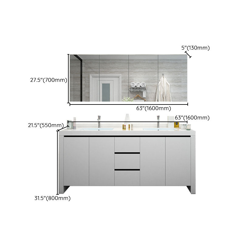 Modern White Wood Sink Vanity Faucet Included with Mirror for Bathroom Clearhalo 'Bathroom Remodel & Bathroom Fixtures' 'Bathroom Vanities' 'bathroom_vanities' 'Home Improvement' 'home_improvement' 'home_improvement_bathroom_vanities' 7712304