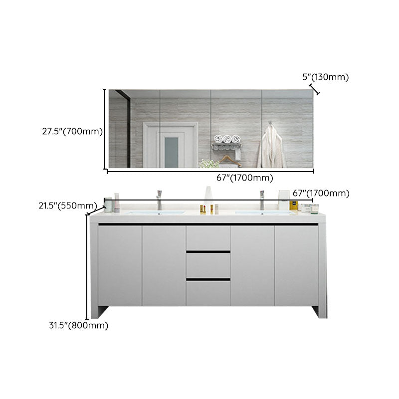 Modern White Wood Sink Vanity Faucet Included with Mirror for Bathroom Clearhalo 'Bathroom Remodel & Bathroom Fixtures' 'Bathroom Vanities' 'bathroom_vanities' 'Home Improvement' 'home_improvement' 'home_improvement_bathroom_vanities' 7712305