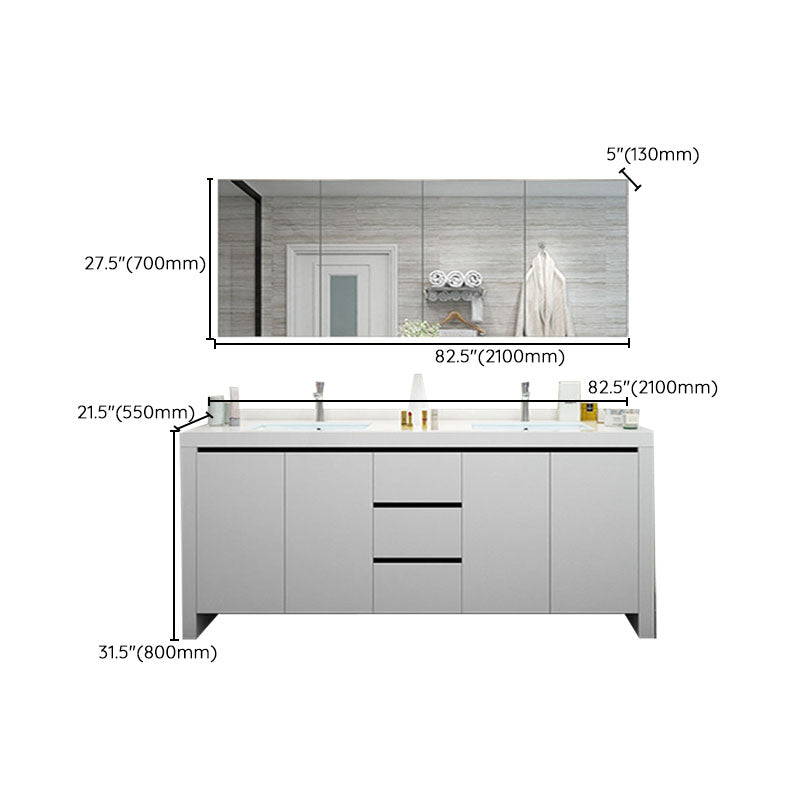 Modern White Wood Sink Vanity Faucet Included with Mirror for Bathroom Clearhalo 'Bathroom Remodel & Bathroom Fixtures' 'Bathroom Vanities' 'bathroom_vanities' 'Home Improvement' 'home_improvement' 'home_improvement_bathroom_vanities' 7712309