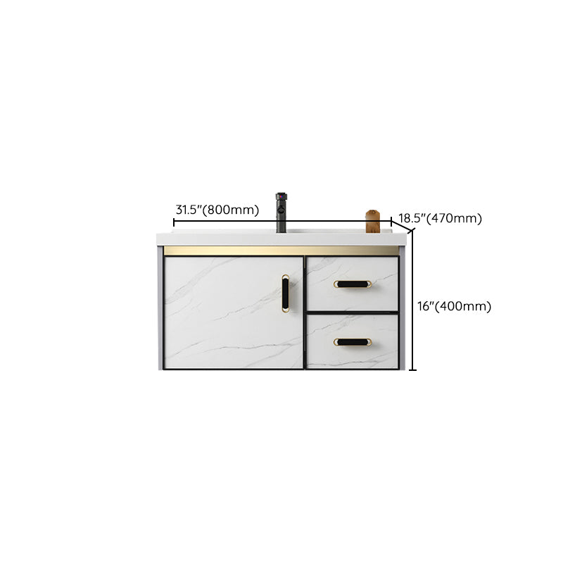 White Bath Vanity Single Sink Wall Mounted Faucet Drawers Metal Frame Vanity with Mirror Clearhalo 'Bathroom Remodel & Bathroom Fixtures' 'Bathroom Vanities' 'bathroom_vanities' 'Home Improvement' 'home_improvement' 'home_improvement_bathroom_vanities' 7712328