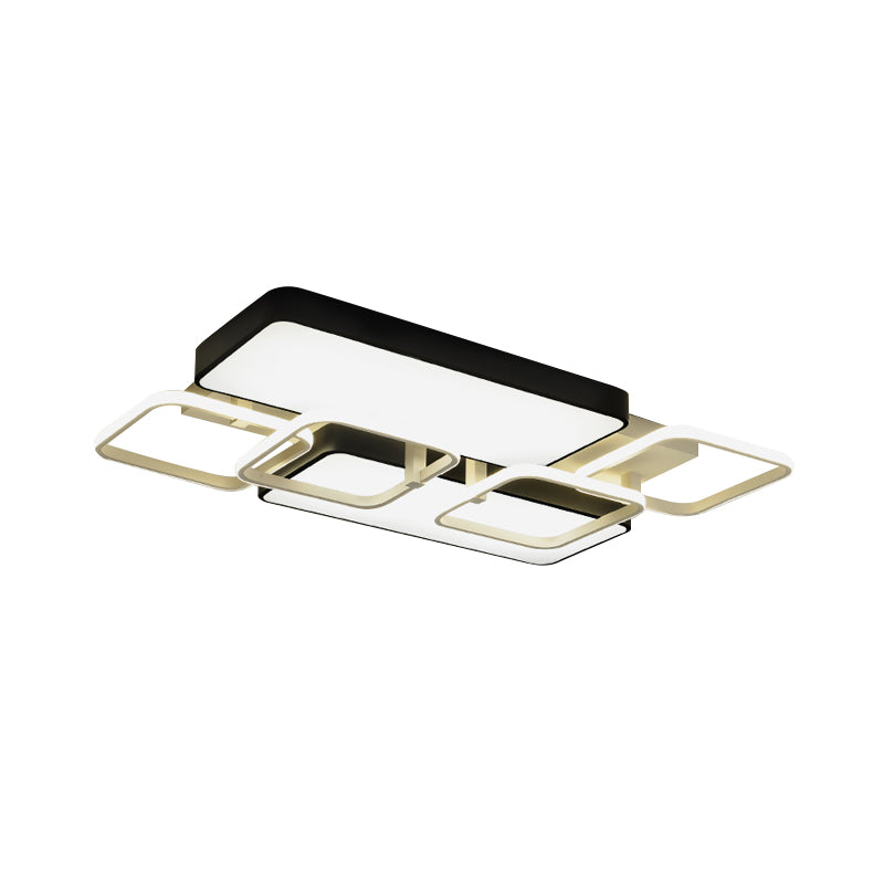 Black Rectangular Flush Ceiling Light Contemporary 23"/25.5" Wide LED Acrylic Ceiling Lighting for Living Room Clearhalo 'Ceiling Lights' 'Close To Ceiling Lights' 'Close to ceiling' 'Flush mount' Lighting' 771244