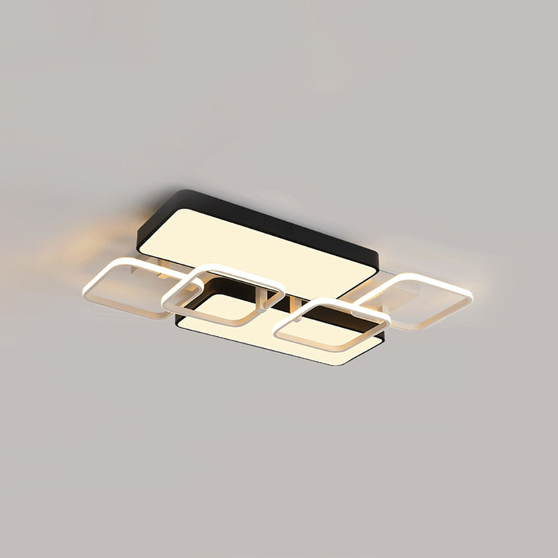 Black Rectangular Flush Ceiling Light Contemporary 23"/25.5" Wide LED Acrylic Ceiling Lighting for Living Room Clearhalo 'Ceiling Lights' 'Close To Ceiling Lights' 'Close to ceiling' 'Flush mount' Lighting' 771245