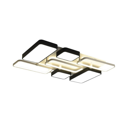 Black Rectangular Flush Ceiling Light Contemporary 23"/25.5" Wide LED Acrylic Ceiling Lighting for Living Room Clearhalo 'Ceiling Lights' 'Close To Ceiling Lights' 'Close to ceiling' 'Flush mount' Lighting' 771249