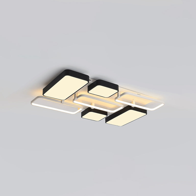 Black Rectangular Flush Ceiling Light Contemporary 23"/25.5" Wide LED Acrylic Ceiling Lighting for Living Room Clearhalo 'Ceiling Lights' 'Close To Ceiling Lights' 'Close to ceiling' 'Flush mount' Lighting' 771250