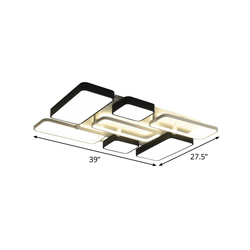 Black Rectangular Flush Ceiling Light Contemporary 23"/25.5" Wide LED Acrylic Ceiling Lighting for Living Room Clearhalo 'Ceiling Lights' 'Close To Ceiling Lights' 'Close to ceiling' 'Flush mount' Lighting' 771251