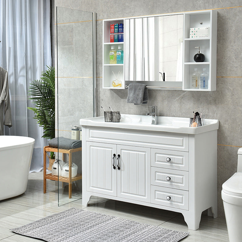 Wood Modern Sink Vanity Freestanding Bathroom Vanity with Mirror Clearhalo 'Bathroom Remodel & Bathroom Fixtures' 'Bathroom Vanities' 'bathroom_vanities' 'Home Improvement' 'home_improvement' 'home_improvement_bathroom_vanities' 7713086