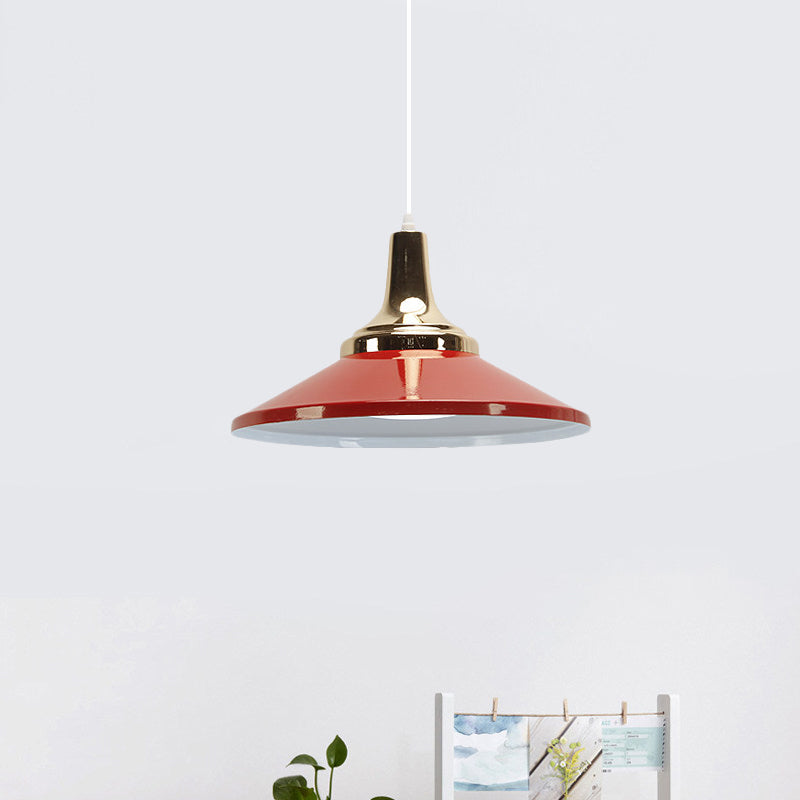 Modern Shallow Pyramid Pendant Lamp Aluminum 1 Bulb Polished Finish Pendant Light for Corridor Red Clearhalo 'Ceiling Lights' 'Modern Pendants' 'Modern' 'Pendant Lights' 'Pendants' Lighting' 771407