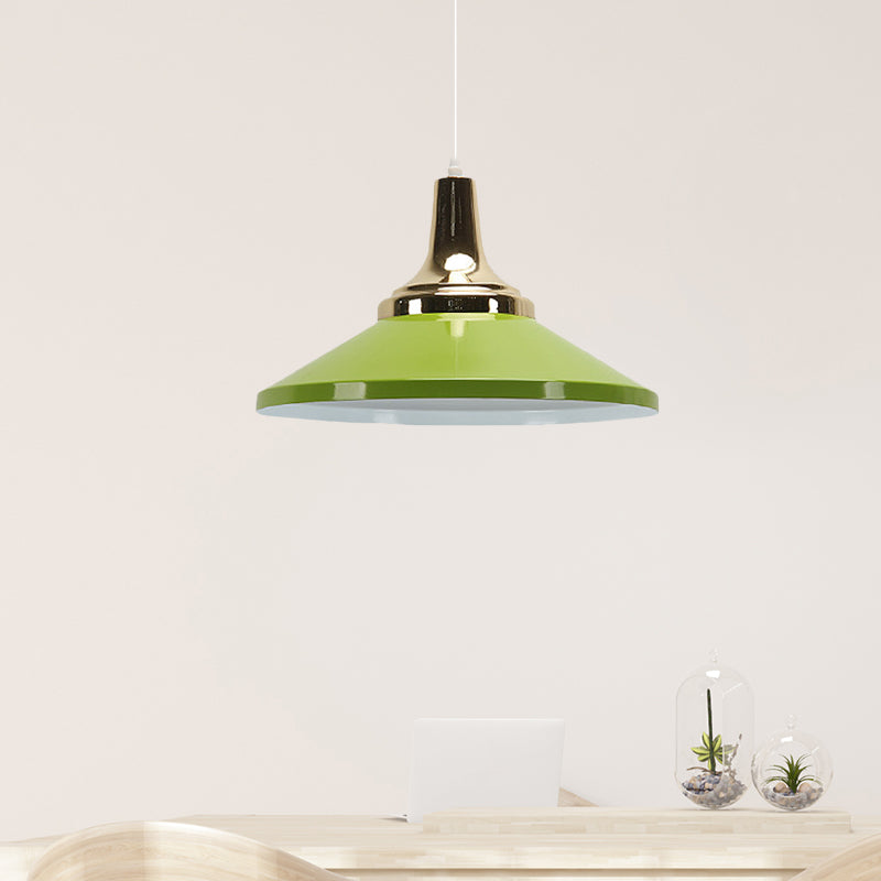 Modern Shallow Pyramid Pendant Lamp Aluminum 1 Bulb Polished Finish Pendant Light for Corridor Green Clearhalo 'Ceiling Lights' 'Modern Pendants' 'Modern' 'Pendant Lights' 'Pendants' Lighting' 771412