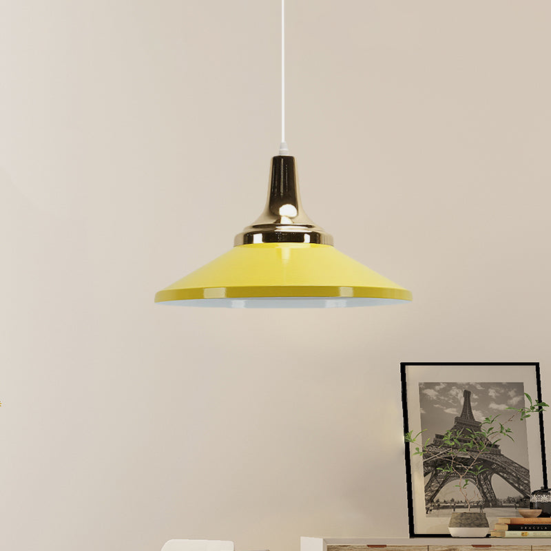 Modern Shallow Pyramid Pendant Lamp Aluminum 1 Bulb Polished Finish Pendant Light for Corridor Yellow Clearhalo 'Ceiling Lights' 'Modern Pendants' 'Modern' 'Pendant Lights' 'Pendants' Lighting' 771415