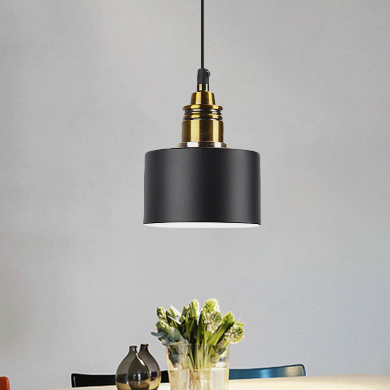 Monochrome Round Shade Hanging Light 1 Light Modern Aluminum Pendant Light for Study Room Black 5" Clearhalo 'Ceiling Lights' 'Modern Pendants' 'Modern' 'Pendant Lights' 'Pendants' Lighting' 771421