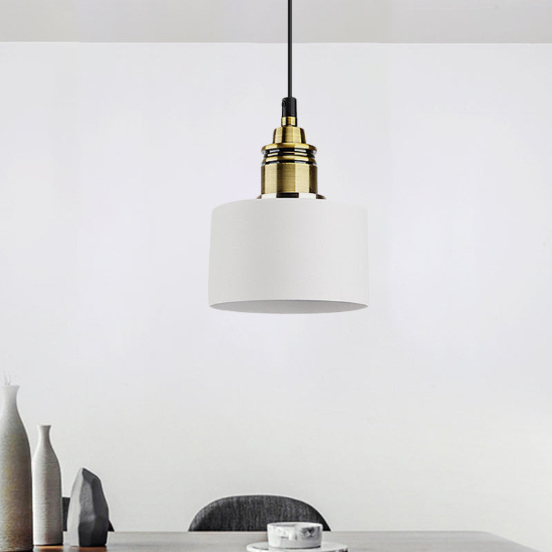 Monochrome Round Shade Hanging Light 1 Light Modern Aluminum Pendant Light for Study Room White 5" Clearhalo 'Ceiling Lights' 'Modern Pendants' 'Modern' 'Pendant Lights' 'Pendants' Lighting' 771426