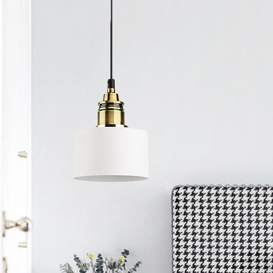 Monochrome Round Shade Hanging Light 1 Light Modern Aluminum Pendant Light for Study Room Clearhalo 'Ceiling Lights' 'Modern Pendants' 'Modern' 'Pendant Lights' 'Pendants' Lighting' 771427