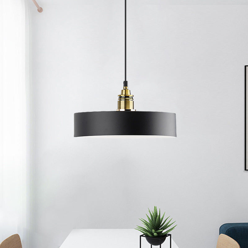 Monochrome Round Shade Hanging Light 1 Light Modern Aluminum Pendant Light for Study Room Clearhalo 'Ceiling Lights' 'Modern Pendants' 'Modern' 'Pendant Lights' 'Pendants' Lighting' 771430