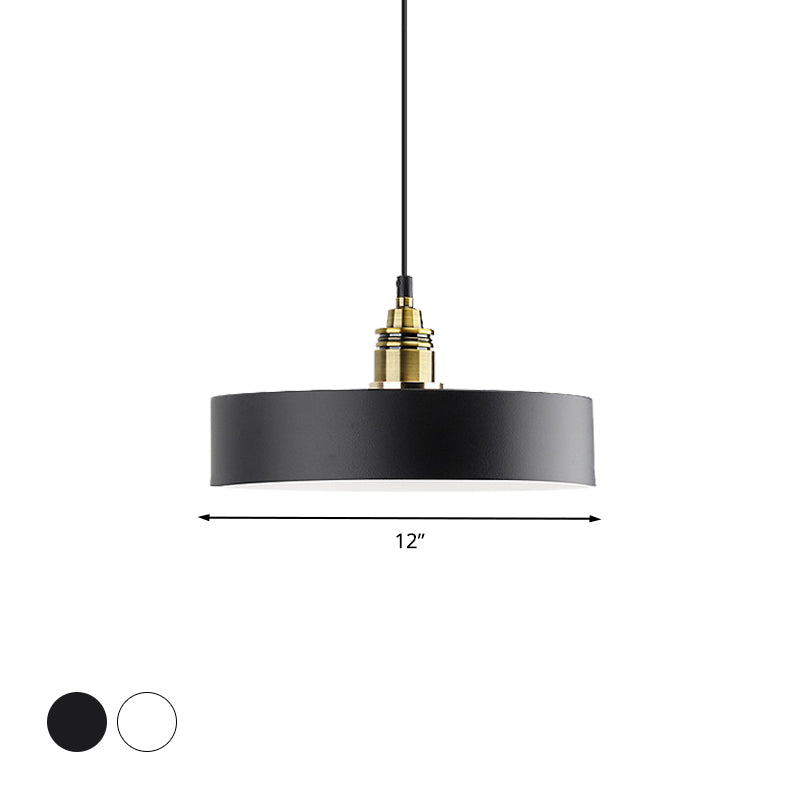 Monochrome Round Shade Hanging Light 1 Light Modern Aluminum Pendant Light for Study Room Clearhalo 'Ceiling Lights' 'Modern Pendants' 'Modern' 'Pendant Lights' 'Pendants' Lighting' 771432