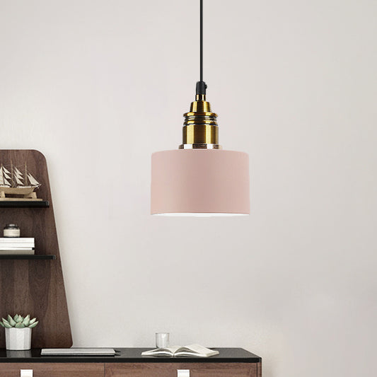 5"/12" Wide One Bulb Round Pendant Lamp Macaron Loft Metal Pendant Lighting with Brass Socket for Corridor Clearhalo 'Ceiling Lights' 'Modern Pendants' 'Modern' 'Pendant Lights' 'Pendants' Lighting' 771437