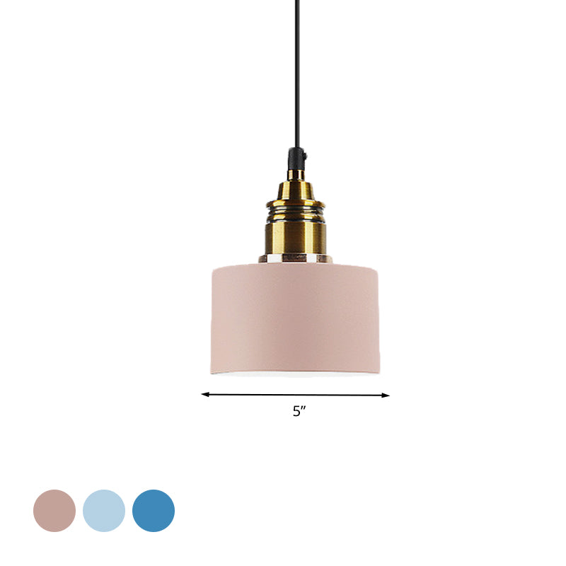 5"/12" Wide One Bulb Round Pendant Lamp Macaron Loft Metal Pendant Lighting with Brass Socket for Corridor Clearhalo 'Ceiling Lights' 'Modern Pendants' 'Modern' 'Pendant Lights' 'Pendants' Lighting' 771440