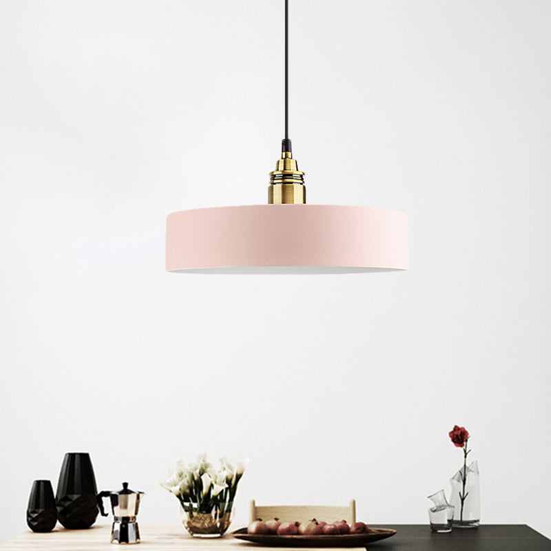 5"/12" Wide One Bulb Round Pendant Lamp Macaron Loft Metal Pendant Lighting with Brass Socket for Corridor Clearhalo 'Ceiling Lights' 'Modern Pendants' 'Modern' 'Pendant Lights' 'Pendants' Lighting' 771448