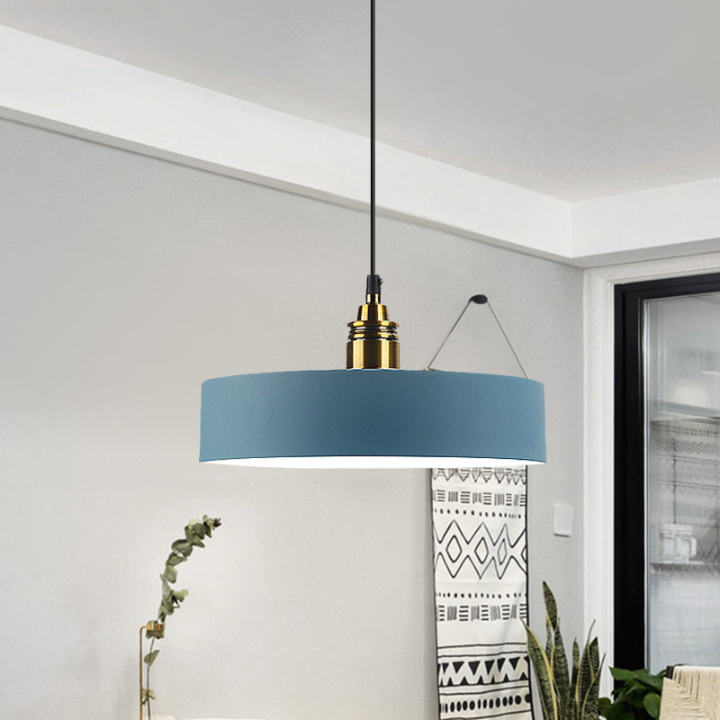 5"/12" Wide One Bulb Round Pendant Lamp Macaron Loft Metal Pendant Lighting with Brass Socket for Corridor Clearhalo 'Ceiling Lights' 'Modern Pendants' 'Modern' 'Pendant Lights' 'Pendants' Lighting' 771454