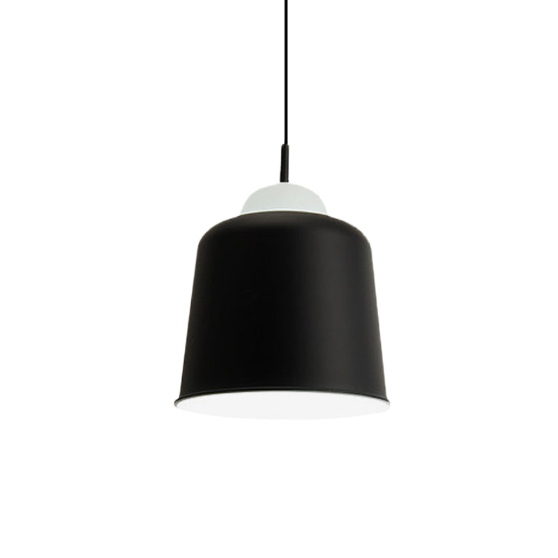 Metal Suspension Light Single Light Simple Style Monochrome Black/Grey/White Hanging Lamp for Study Room Clearhalo 'Ceiling Lights' 'Modern Pendants' 'Modern' 'Pendant Lights' 'Pendants' Lighting' 771483