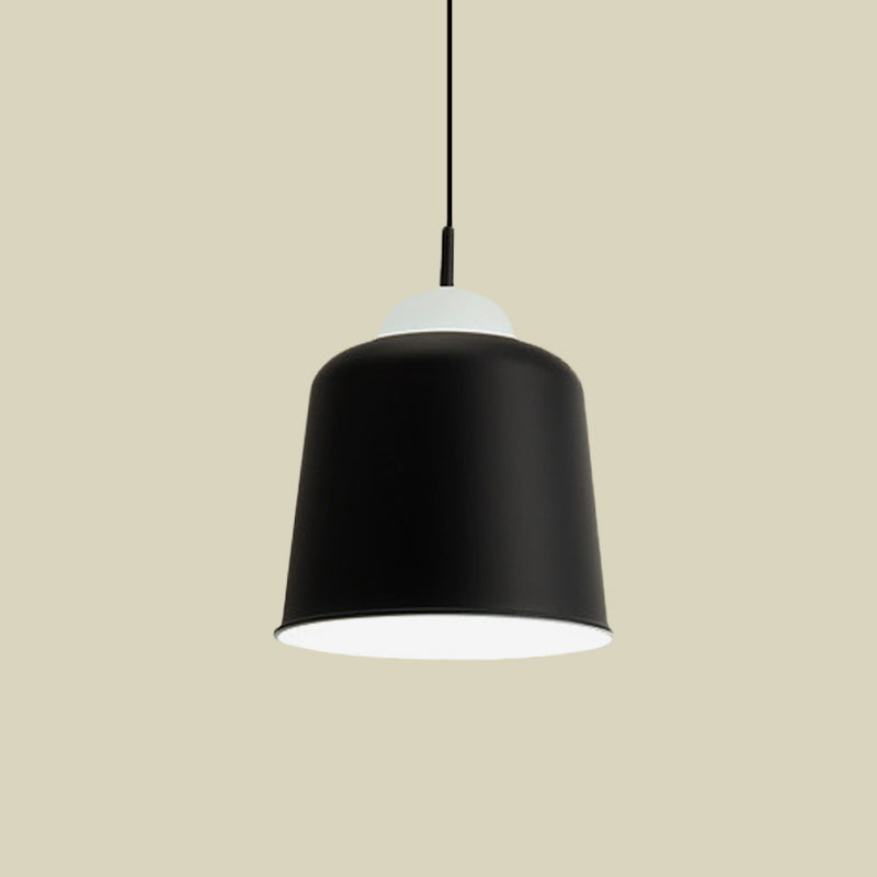 Metal Suspension Light Single Light Simple Style Monochrome Black/Grey/White Hanging Lamp for Study Room Clearhalo 'Ceiling Lights' 'Modern Pendants' 'Modern' 'Pendant Lights' 'Pendants' Lighting' 771484