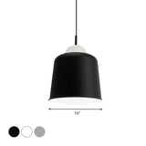 Metal Suspension Light Single Light Simple Style Monochrome Black/Grey/White Hanging Lamp for Study Room Clearhalo 'Ceiling Lights' 'Modern Pendants' 'Modern' 'Pendant Lights' 'Pendants' Lighting' 771485