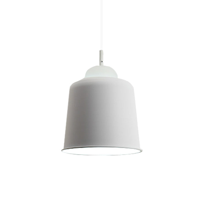 Metal Suspension Light Single Light Simple Style Monochrome Black/Grey/White Hanging Lamp for Study Room Clearhalo 'Ceiling Lights' 'Modern Pendants' 'Modern' 'Pendant Lights' 'Pendants' Lighting' 771488