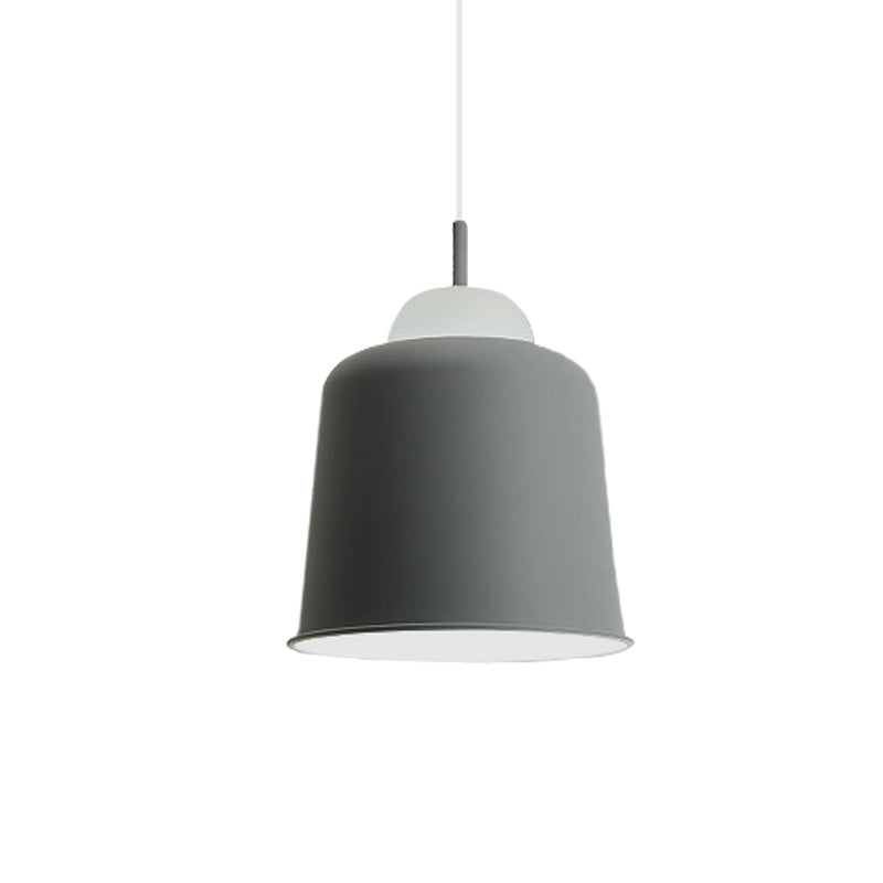 Metal Suspension Light Single Light Simple Style Monochrome Black/Grey/White Hanging Lamp for Study Room Clearhalo 'Ceiling Lights' 'Modern Pendants' 'Modern' 'Pendant Lights' 'Pendants' Lighting' 771491