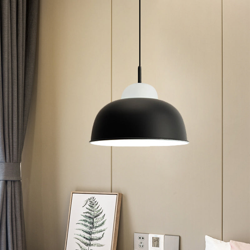 Metal Suspension Light Single Light Simple Style Monochrome Black/Grey/White Hanging Lamp for Study Room Clearhalo 'Ceiling Lights' 'Modern Pendants' 'Modern' 'Pendant Lights' 'Pendants' Lighting' 771493