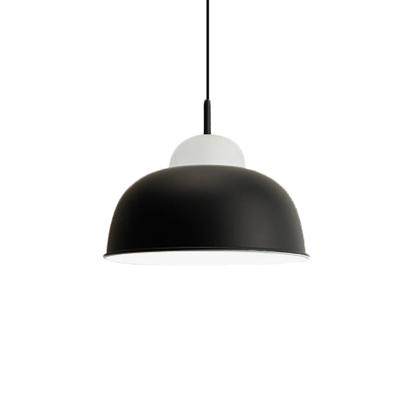 Metal Suspension Light Single Light Simple Style Monochrome Black/Grey/White Hanging Lamp for Study Room Clearhalo 'Ceiling Lights' 'Modern Pendants' 'Modern' 'Pendant Lights' 'Pendants' Lighting' 771494