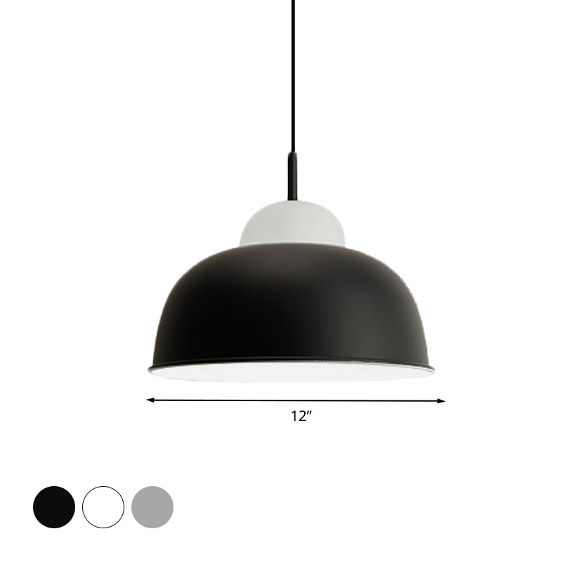 Metal Suspension Light Single Light Simple Style Monochrome Black/Grey/White Hanging Lamp for Study Room Clearhalo 'Ceiling Lights' 'Modern Pendants' 'Modern' 'Pendant Lights' 'Pendants' Lighting' 771495