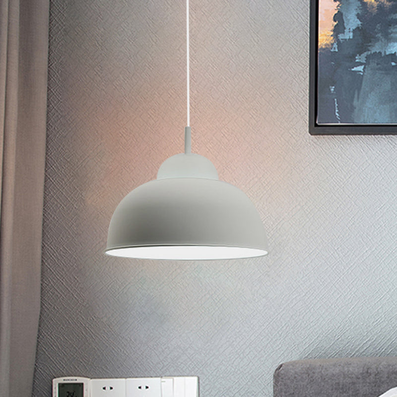 Metal Suspension Light Single Light Simple Style Monochrome Black/Grey/White Hanging Lamp for Study Room Clearhalo 'Ceiling Lights' 'Modern Pendants' 'Modern' 'Pendant Lights' 'Pendants' Lighting' 771497