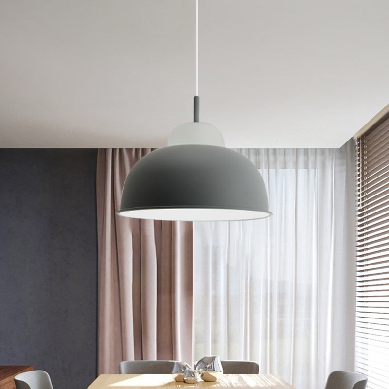 Metal Suspension Light Single Light Simple Style Monochrome Black/Grey/White Hanging Lamp for Study Room Clearhalo 'Ceiling Lights' 'Modern Pendants' 'Modern' 'Pendant Lights' 'Pendants' Lighting' 771500