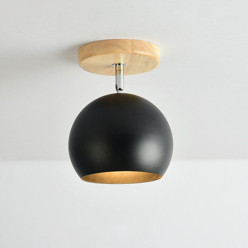 Rotatable Orb Shade Flush Mount Light 1 Light Metal Ceiling Light for Study Room Corridor Black Clearhalo 'Ceiling Lights' 'Close To Ceiling Lights' 'Close to ceiling' 'Semi-flushmount' Lighting' 771513