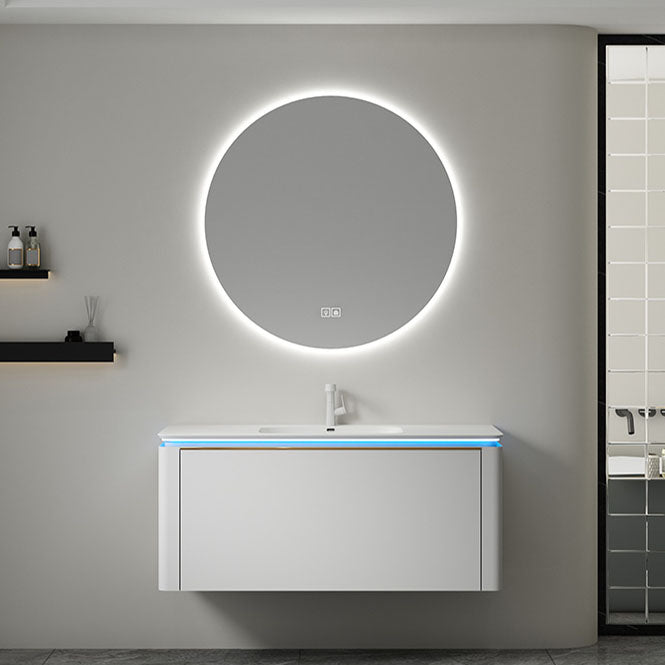Modern Metal White Wall Mount Bathroom Sink Vanity Faucet Included with Mirror Clearhalo 'Bathroom Remodel & Bathroom Fixtures' 'Bathroom Vanities' 'bathroom_vanities' 'Home Improvement' 'home_improvement' 'home_improvement_bathroom_vanities' 7715173