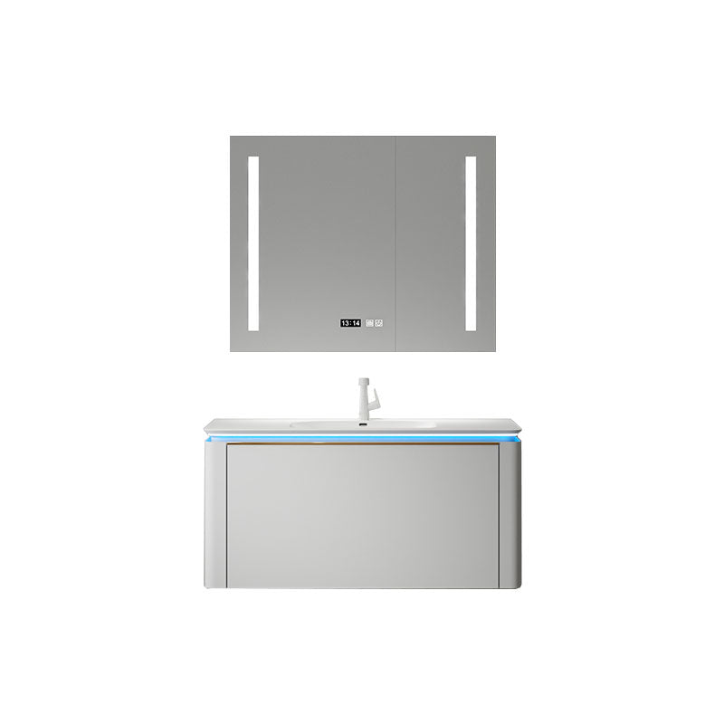 Modern Metal White Wall Mount Bathroom Sink Vanity Faucet Included with Mirror Clearhalo 'Bathroom Remodel & Bathroom Fixtures' 'Bathroom Vanities' 'bathroom_vanities' 'Home Improvement' 'home_improvement' 'home_improvement_bathroom_vanities' 7715178
