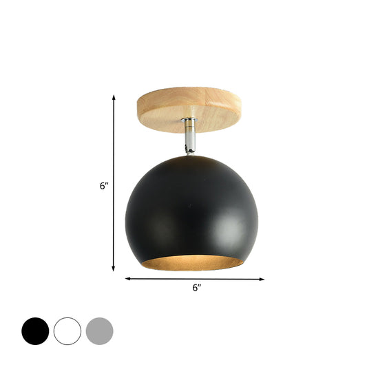 Rotatable Orb Shade Flush Mount Light 1 Light Metal Ceiling Light for Study Room Corridor Clearhalo 'Ceiling Lights' 'Close To Ceiling Lights' 'Close to ceiling' 'Semi-flushmount' Lighting' 771517