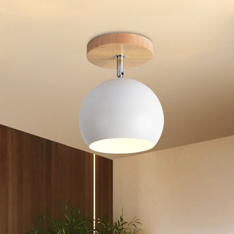 Rotatable Orb Shade Flush Mount Light 1 Light Metal Ceiling Light for Study Room Corridor White Clearhalo 'Ceiling Lights' 'Close To Ceiling Lights' 'Close to ceiling' 'Semi-flushmount' Lighting' 771518