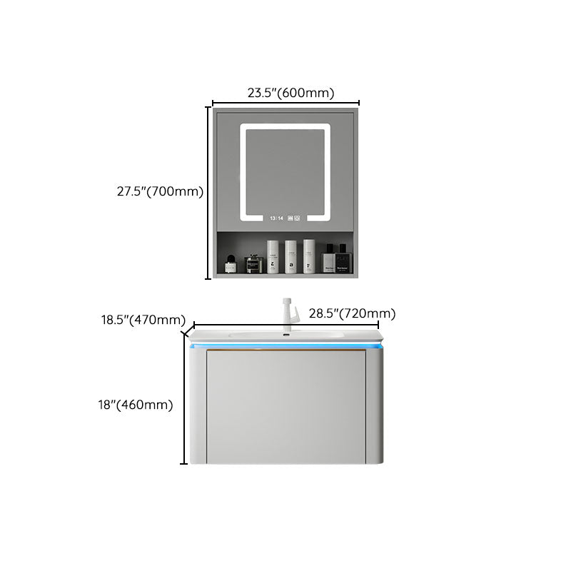 Modern Metal White Wall Mount Bathroom Sink Vanity Faucet Included with Mirror Clearhalo 'Bathroom Remodel & Bathroom Fixtures' 'Bathroom Vanities' 'bathroom_vanities' 'Home Improvement' 'home_improvement' 'home_improvement_bathroom_vanities' 7715200