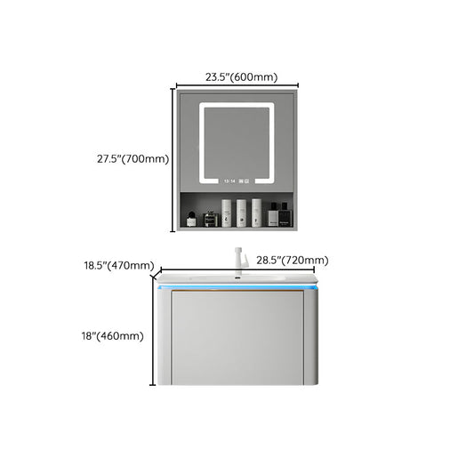 Modern Metal White Wall Mount Bathroom Sink Vanity Faucet Included with Mirror Clearhalo 'Bathroom Remodel & Bathroom Fixtures' 'Bathroom Vanities' 'bathroom_vanities' 'Home Improvement' 'home_improvement' 'home_improvement_bathroom_vanities' 7715200