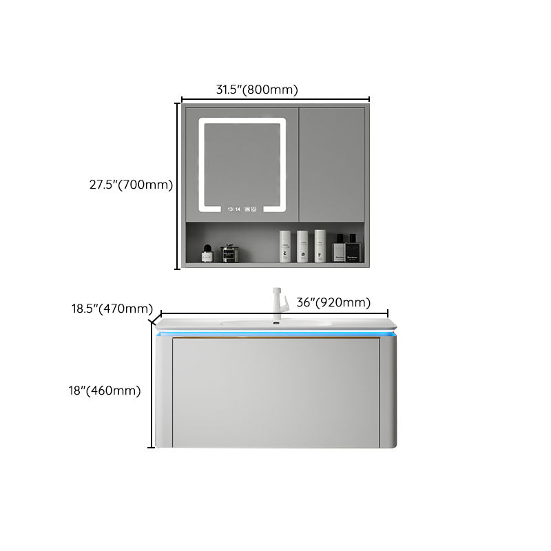 Modern Metal White Wall Mount Bathroom Sink Vanity Faucet Included with Mirror Clearhalo 'Bathroom Remodel & Bathroom Fixtures' 'Bathroom Vanities' 'bathroom_vanities' 'Home Improvement' 'home_improvement' 'home_improvement_bathroom_vanities' 7715202