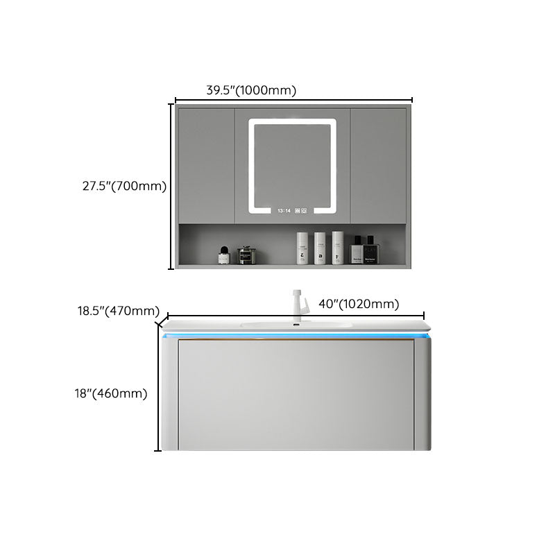 Modern Metal White Wall Mount Bathroom Sink Vanity Faucet Included with Mirror Clearhalo 'Bathroom Remodel & Bathroom Fixtures' 'Bathroom Vanities' 'bathroom_vanities' 'Home Improvement' 'home_improvement' 'home_improvement_bathroom_vanities' 7715203